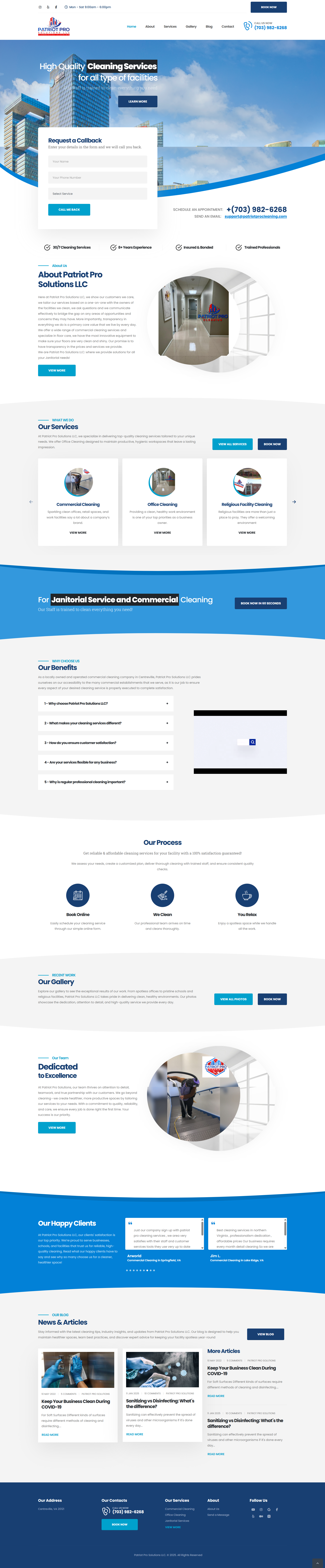 Patriot Pro Solutions cleaning service website designed by CodebySJ