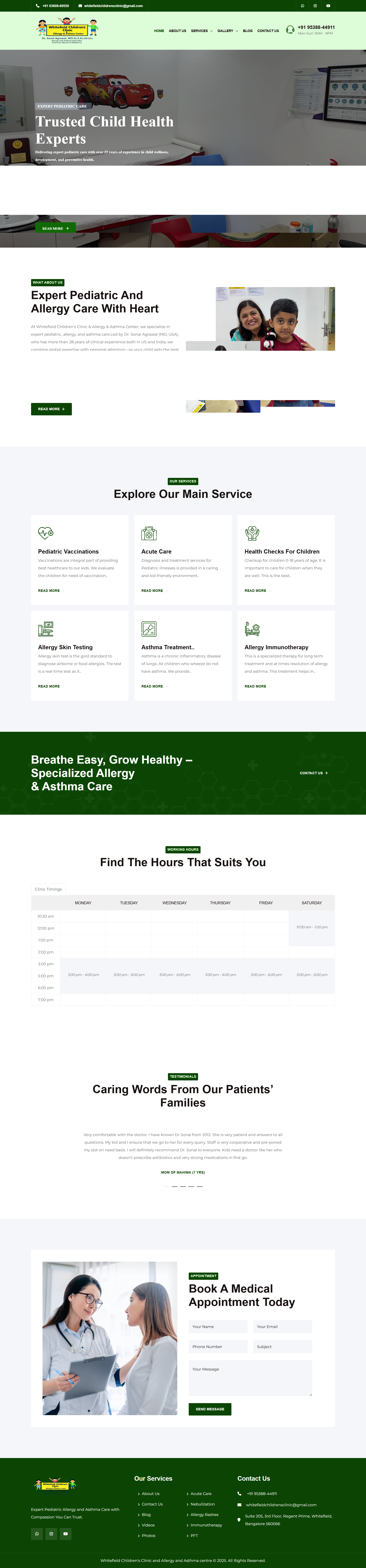 Whitefield Clinic medical website designed by CodebySJ